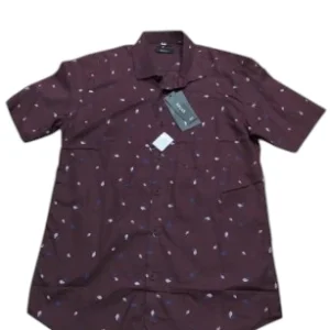 Kemeja Katun Print Pendek